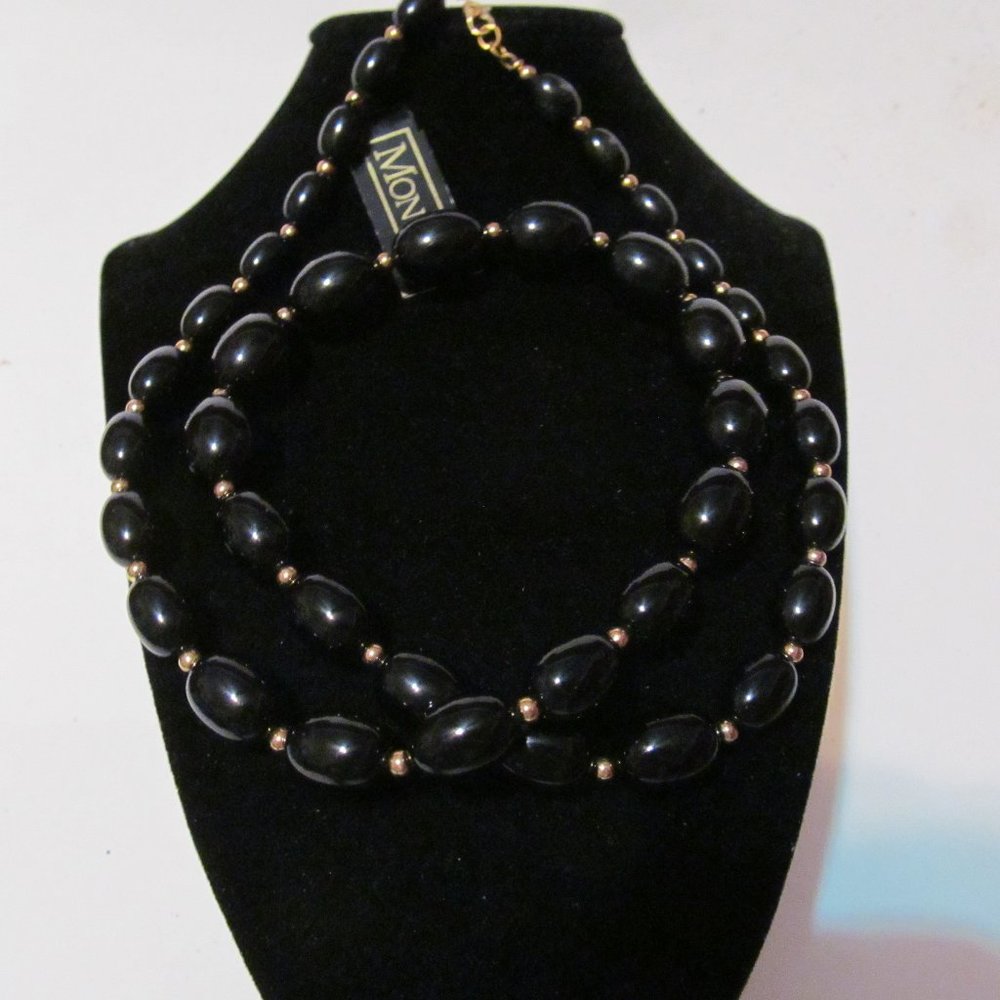 Monet black and gold bead necklace